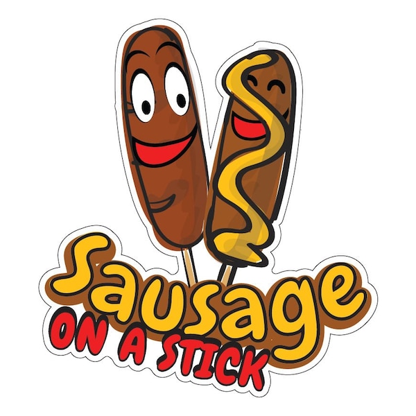 Sausage On A Stick Decal Concession Stand Food Truck Sticker, 8" x 4.5", D-DC-8 Sausage On A Stick19